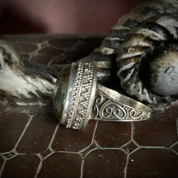 Glowing Labradorite Sterling Silver Ring 925 Vintage - Picture 7 of 15